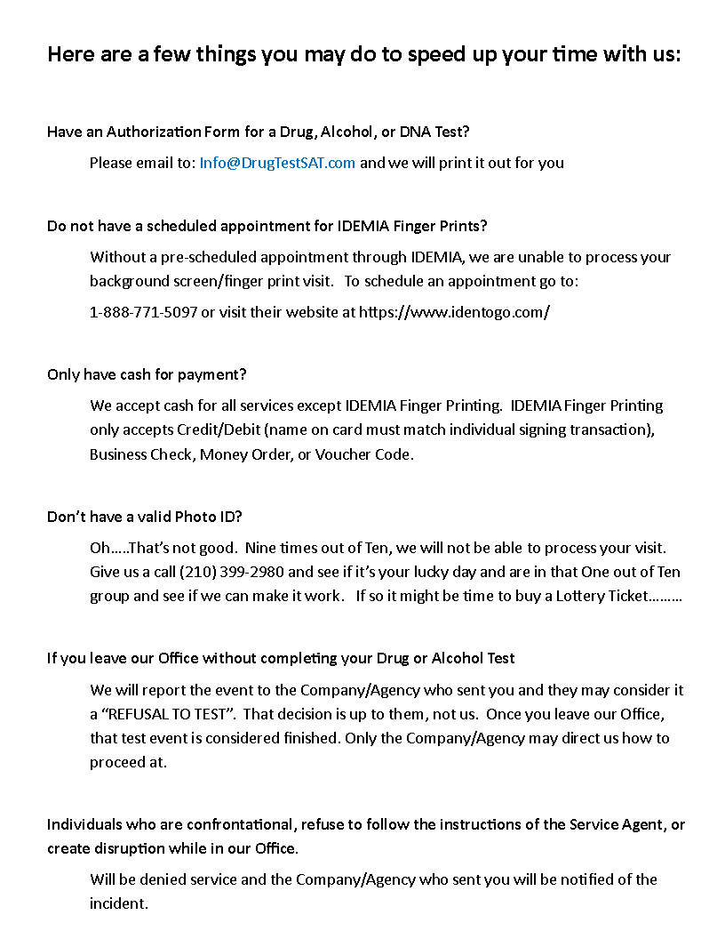 How To Prepare For Appointment Drug Test SAT